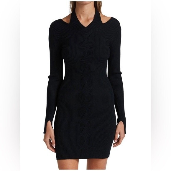 SIMKHAI Alejandra Twisted Cable Fitted Dress Black Size M NWT - Picture 6 of 9